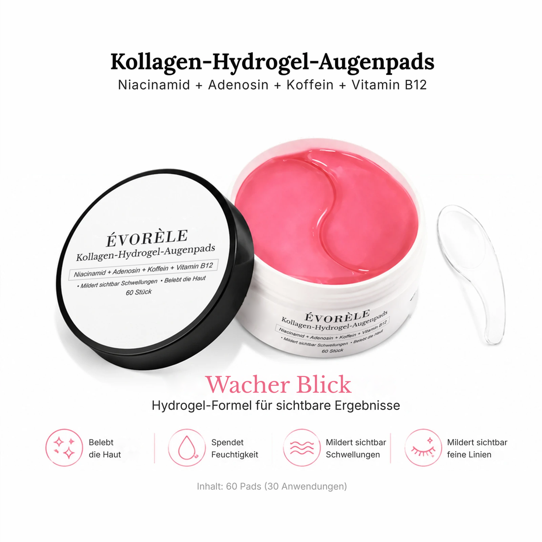 Évorèle Kollagen-Augenpads (60 Stück) – Bild 1