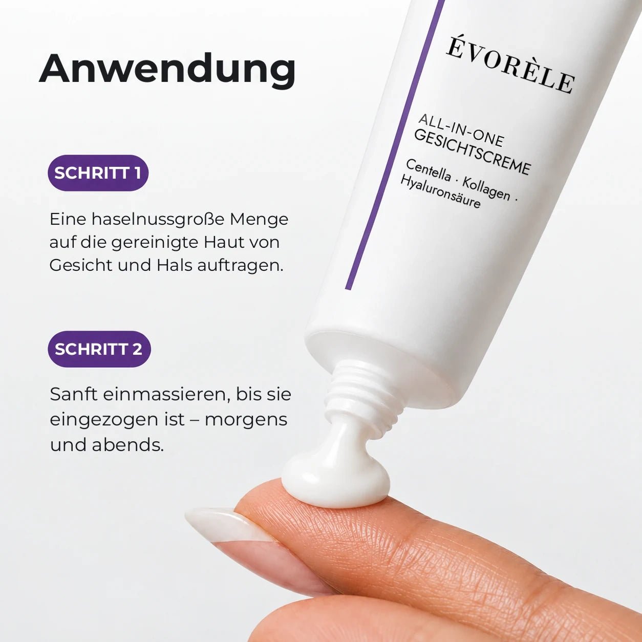 Creme auf der Fingerspitze