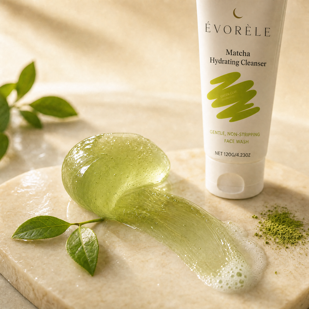 Évorèle Matcha Hydrating Cleanser gel texture swatch