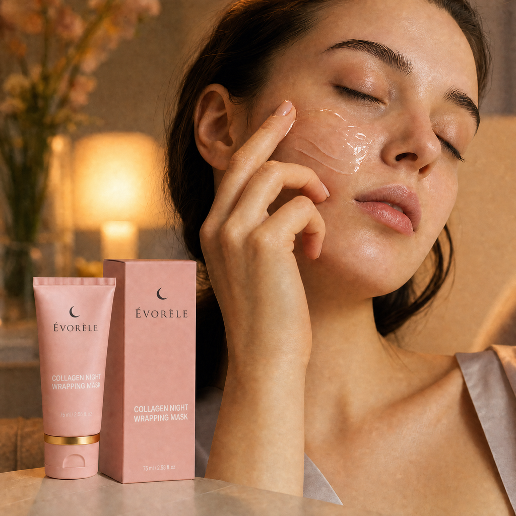 Évorèle Collagen Night Wrapping Mask in-use application